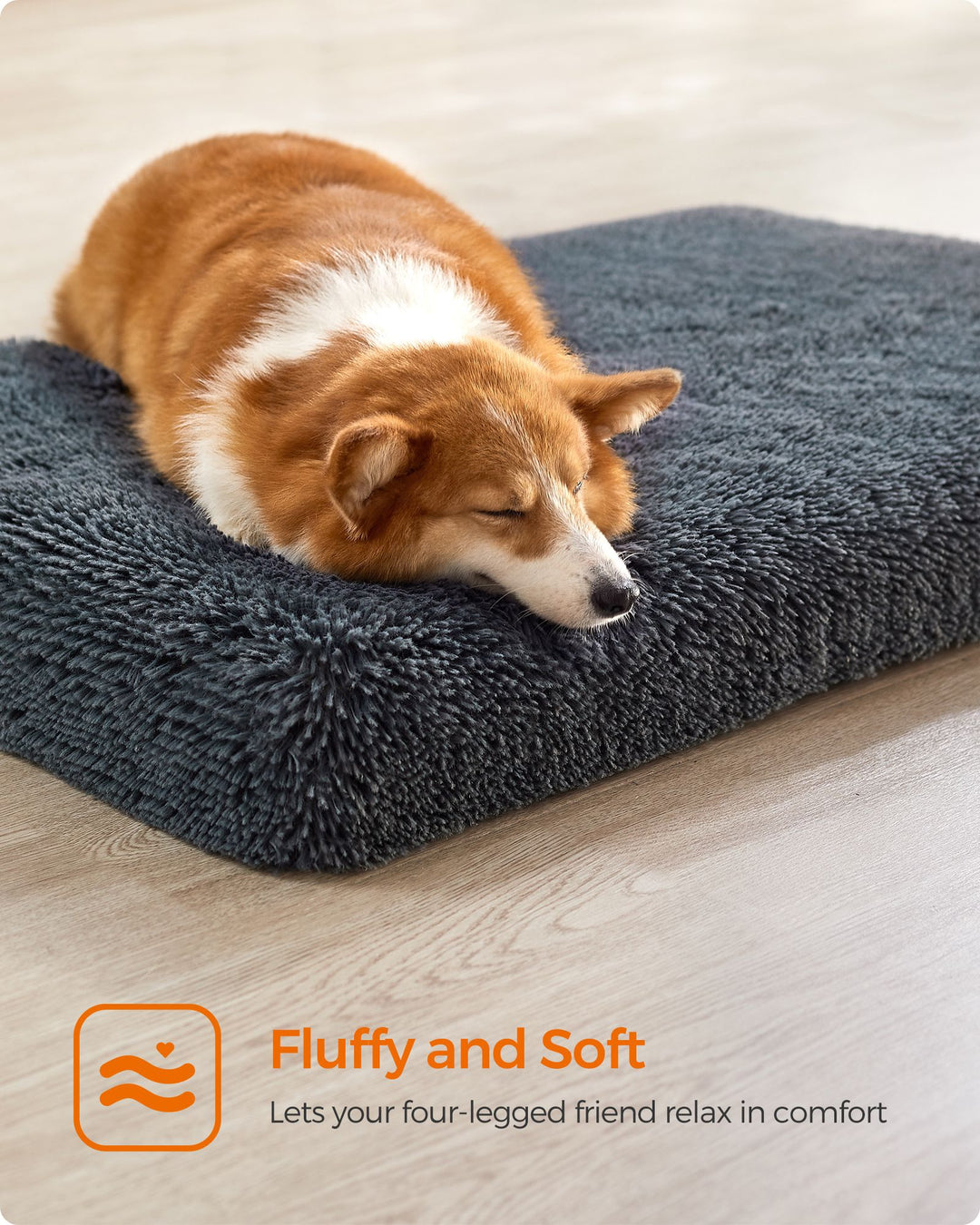 Fluffy Dog Bed with Washable Cover 95 x 60 x 8 cm Dark Grey