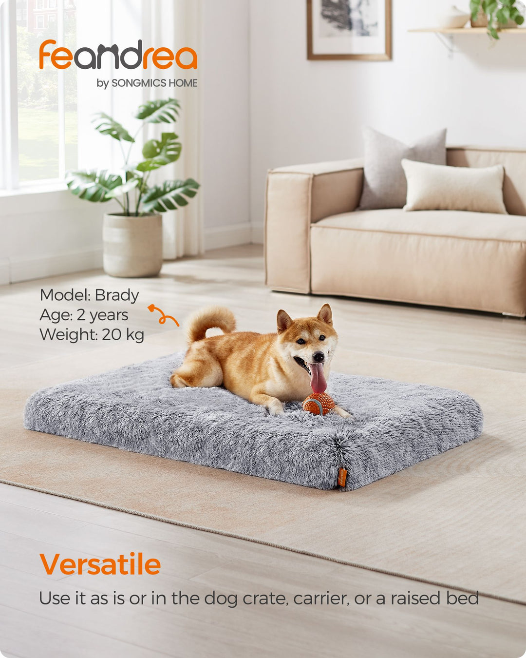 Fluffy Dog Bed with Washable Cover 110 x 73 x 10 cm Grey Ombré