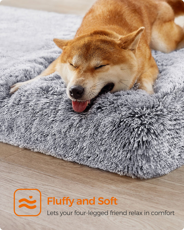 Fluffy Dog Bed with Washable Cover 110 x 73 x 10 cm Grey Ombré