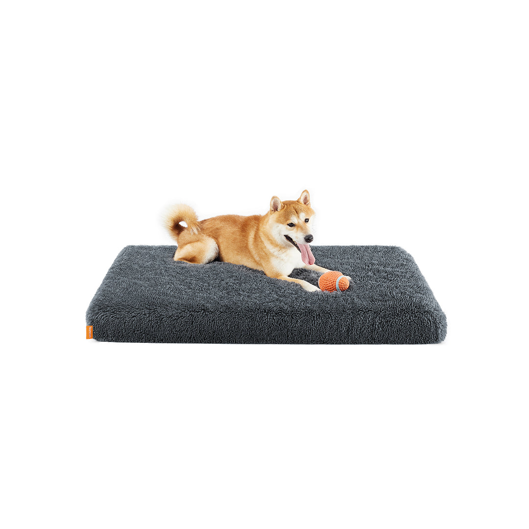 Fluffy Dog Bed with Washable Cover 110 x 73 x 10 cm Dark Grey