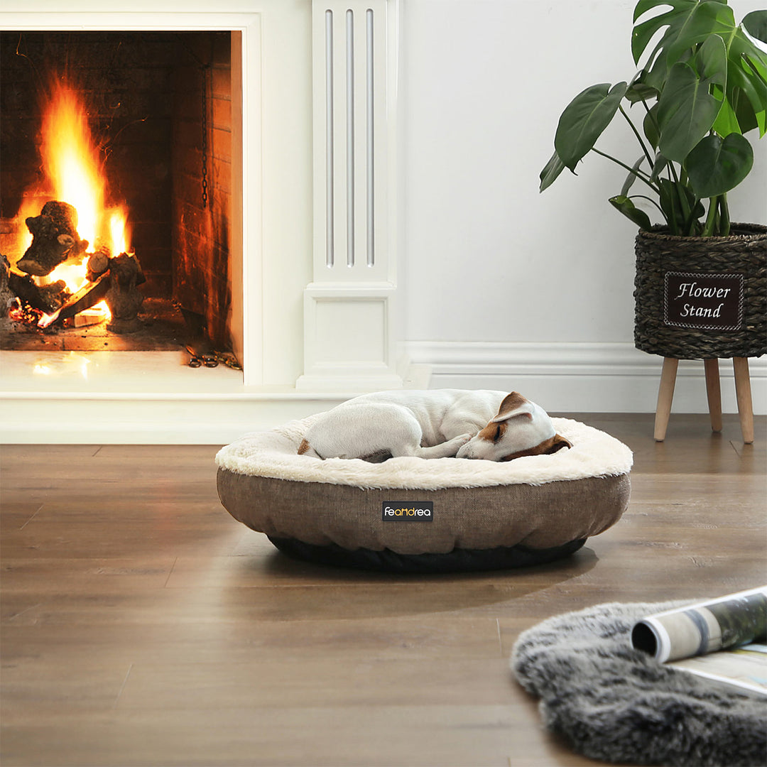 Brown Dog Bed with Non-Slip Bottom