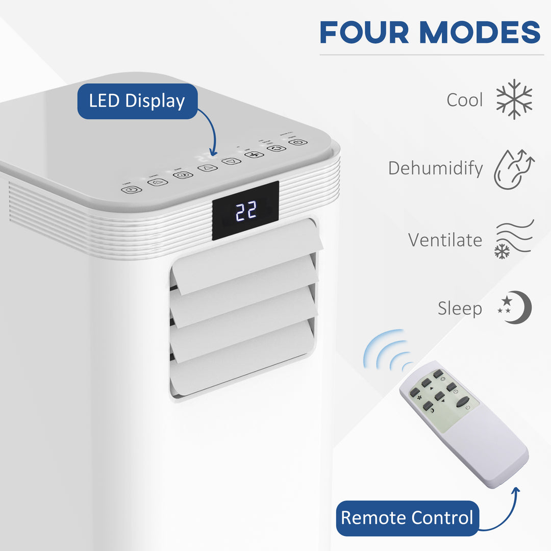 HOMCOM 8000 BTU 4-In-1 Compact Portable Mobile Air Conditioner Unit Cooling Dehumidifying Ventilating w/ Fan Remote LED Display 24 Hr Timer Auto Shut