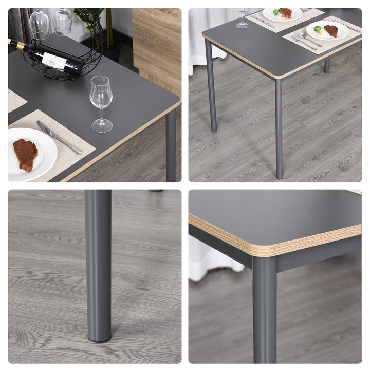 120cm Minimalistic Dining Table w/ Steel Frame Foot Pads Simple Rectangle Style Home Dining Working Display Grey