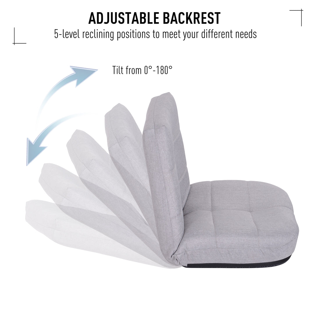 Floor Lazy Sofa Chair 5 - Position Adjustable Recliner 180 Degree Swivel Legless Linen Seater Thick Padding High Density Comfort Reclining