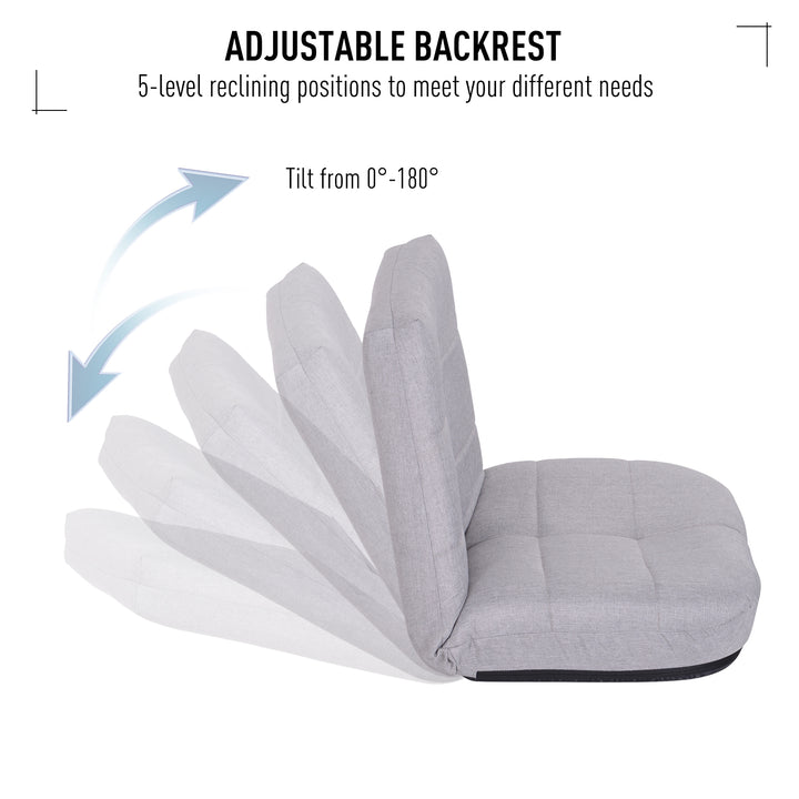 Floor Lazy Sofa Chair 5 - Position Adjustable Recliner 180 Degree Swivel Legless Linen Seater Thick Padding High Density Comfort Reclining