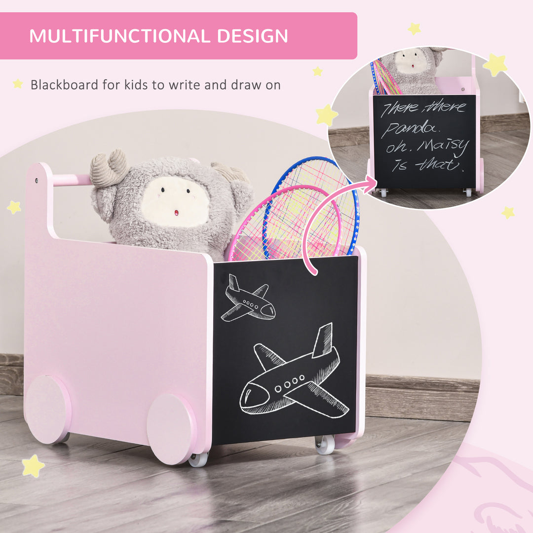 Kids Toys Storage Cabinet Rolling Storage Cart on Wheels Craft Storage Containers Bins Can Move everywher for Toddlers 1-4 Years Old, Pink