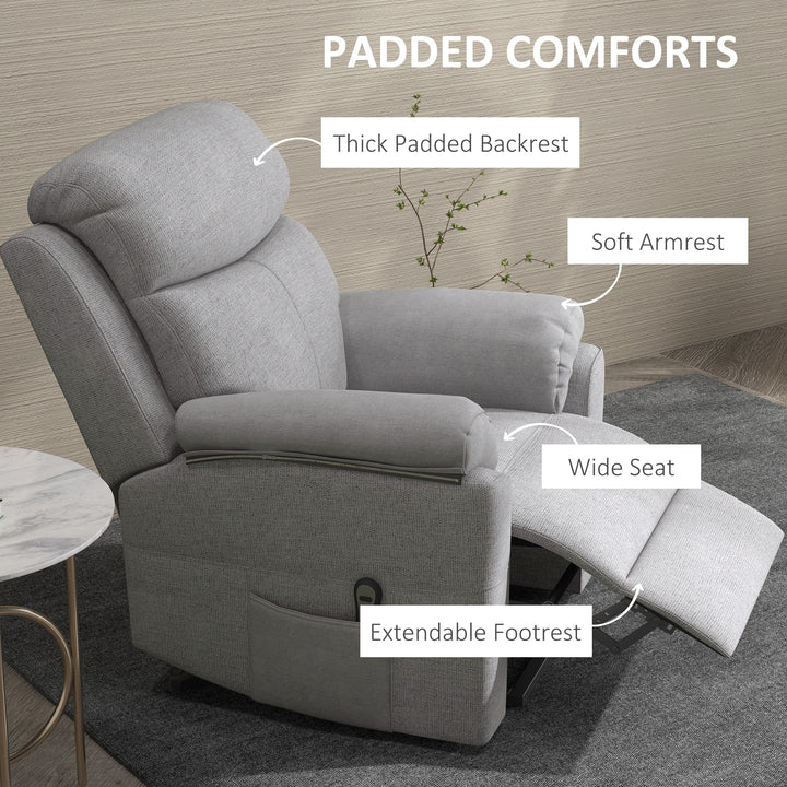 Power Lift Chair Electric Riser Recliner for Elderly, Linen Fabric Sofa Lounge Armchair with Remote Control and Side Pocket, Grey