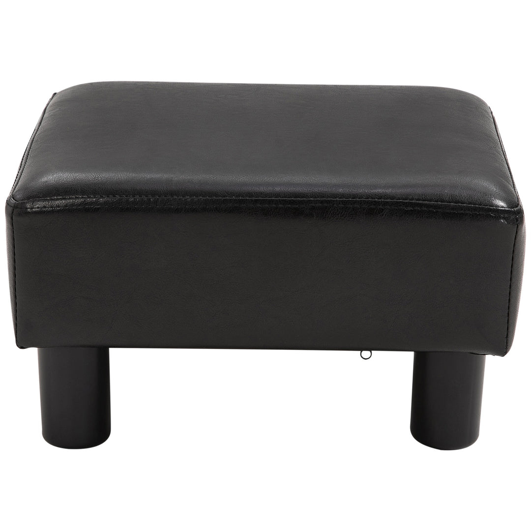 PU Faux Leather Footstool Ottoman Cube w/ 4 Plastic Legs Black
