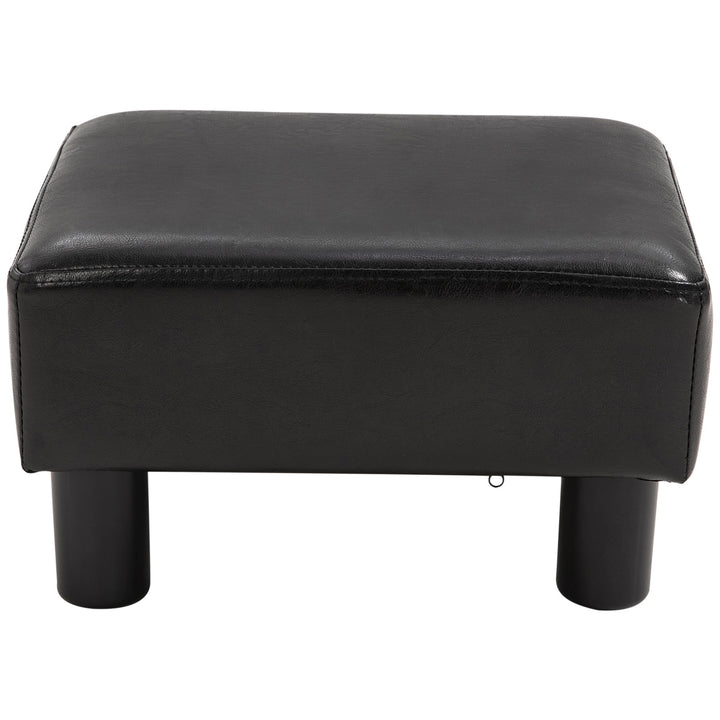 PU Faux Leather Footstool Ottoman Cube w/ 4 Plastic Legs Black