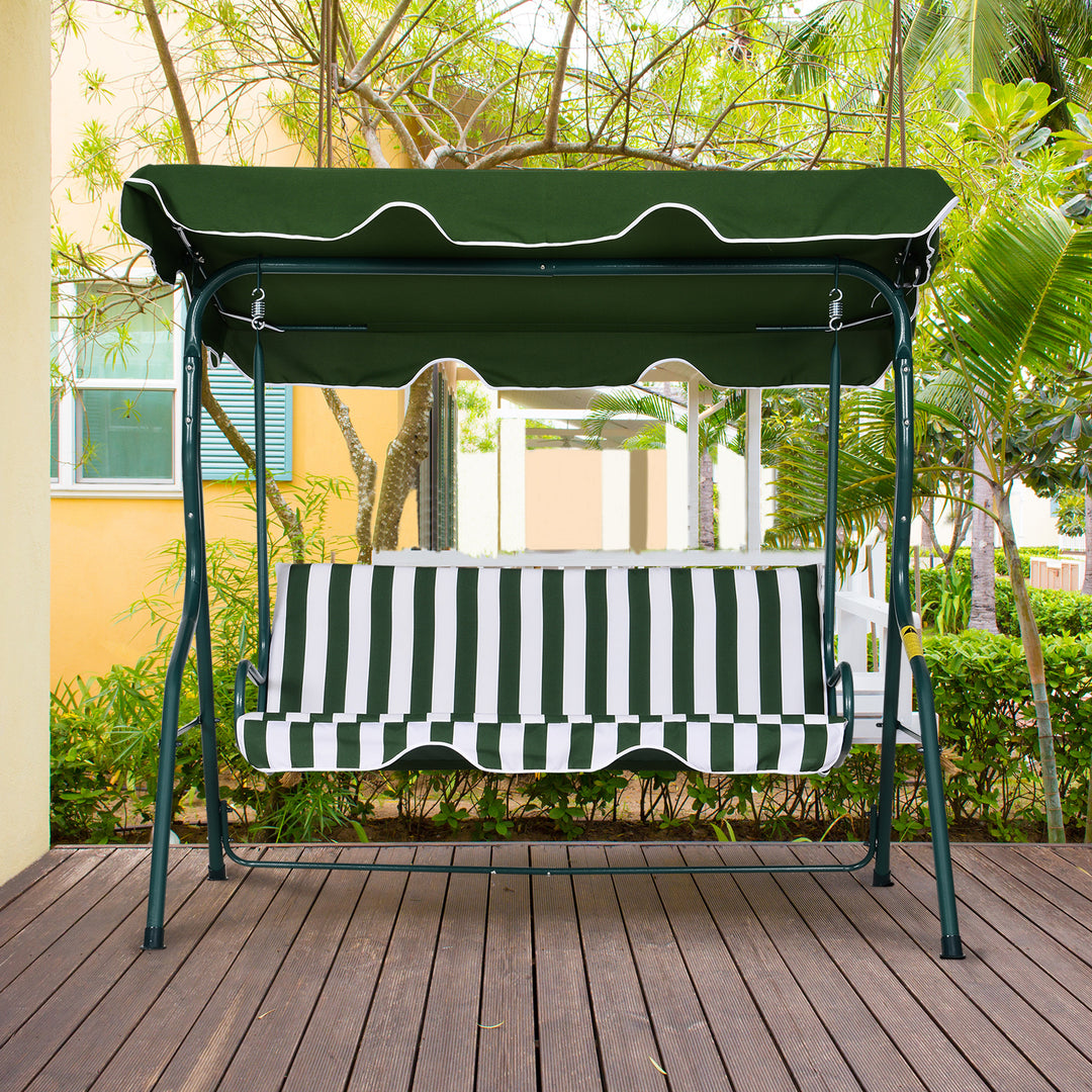 Steel 3-Seater Swing Chair w/ Canopy Green
