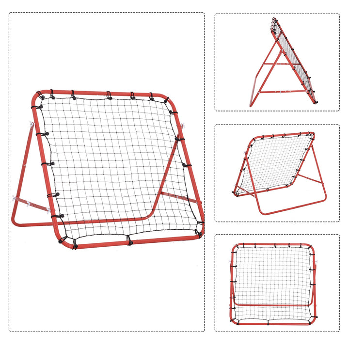 HOMCOM Rebounder Net W/PE Mesh Metal Tube, 96W x 80D x 96Hcm- Red and Black