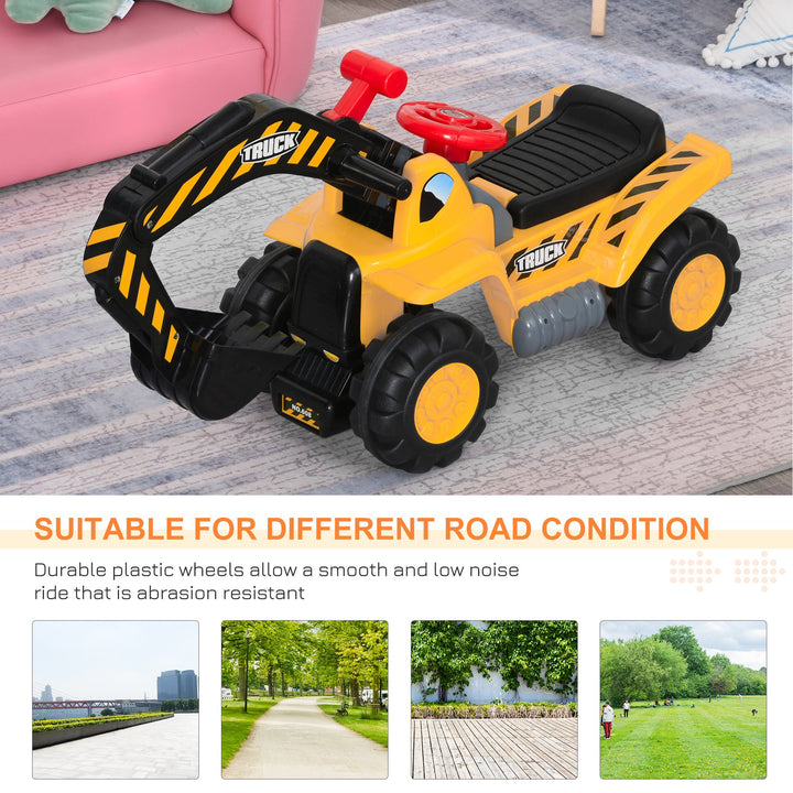 Kids 4-in-1 HDPE Excavator Ride On Truck Yellow/Black