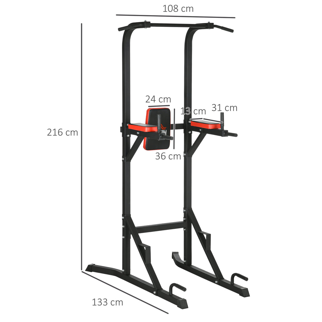 Freestanding Multifunctional Power Tower w/ Pull Up and Dip Station, Push Up Stand, for Home Gym - Black