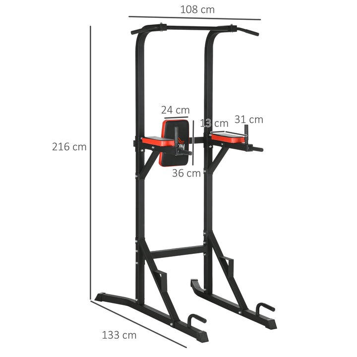 Freestanding Multifunctional Power Tower w/ Pull Up and Dip Station, Push Up Stand, for Home Gym - Black