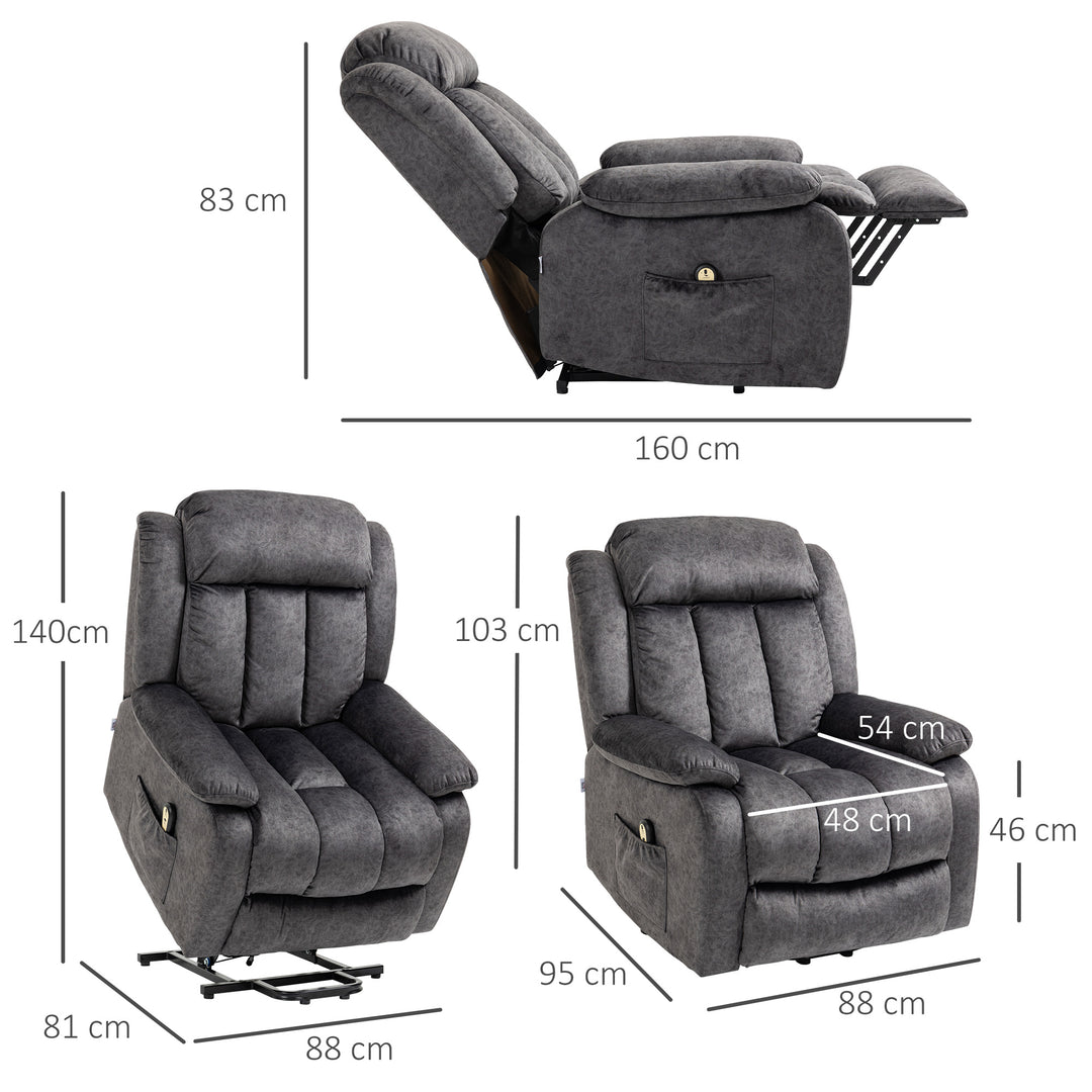 Riser and Recliner Chair, Microfibre Upholstered Recliner Chair for Elderly with Remote Control, Footrest, Padded Seat and Backrest