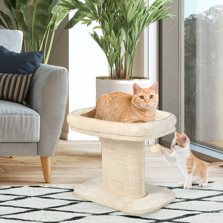 Cat Tree with Sleeping Perch Sisal Scratching Plate and Ball-Beige