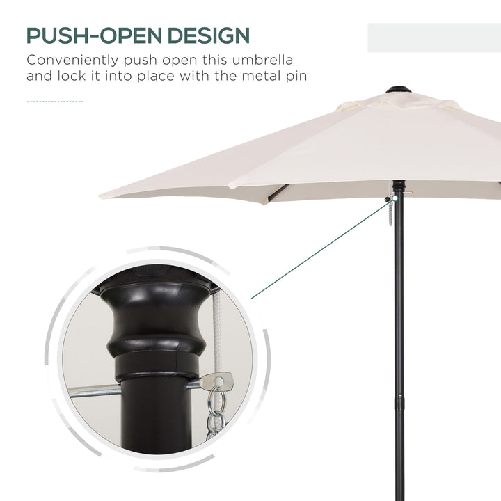 Outsunny 2m Patio Parasols Umbrellas, Outdoor Sun Shade with 6 Sturdy Ribs for Balcony, Bench, Garden, Cream White