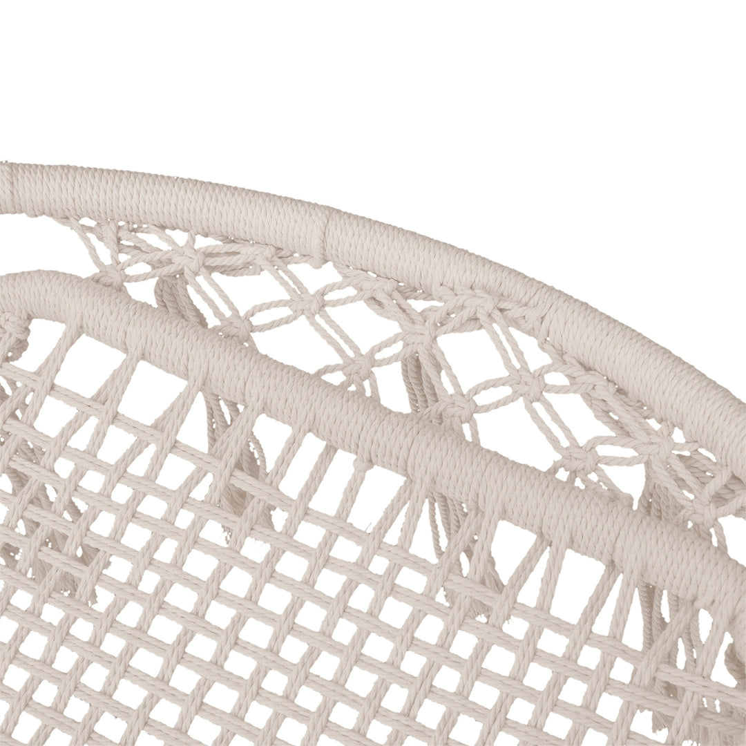 Hammock Macrame Swing Chair Hanging Seat Rope Tassels Indoor Outdoor Garden Solid Knitted Woven Net Seat Deck Porch Yard Beige