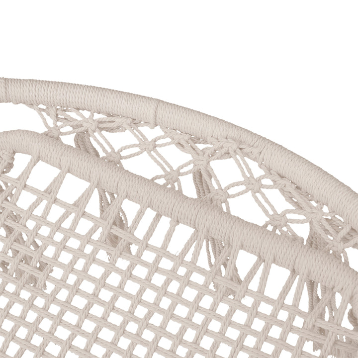 Hammock Macrame Swing Chair Hanging Seat Rope Tassels Indoor Outdoor Garden Solid Knitted Woven Net Seat Deck Porch Yard Beige