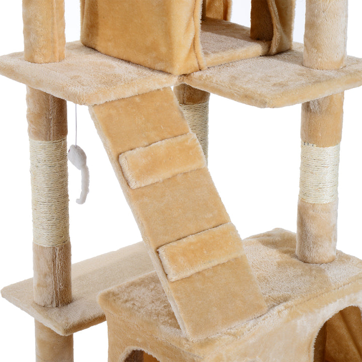 PawHut Cat Tree Kitten Kitty Scratching Scratcher Post Climbing Tower Activity Center House Cream