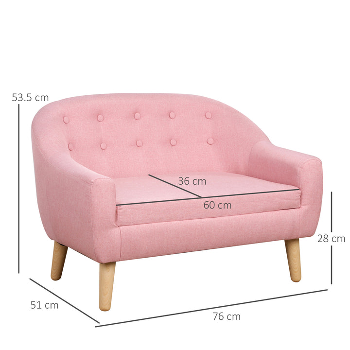 Kids Mini Sofa Children Armchair Seating Chair Bedroom Playroom Furniture Wood Frame Pink