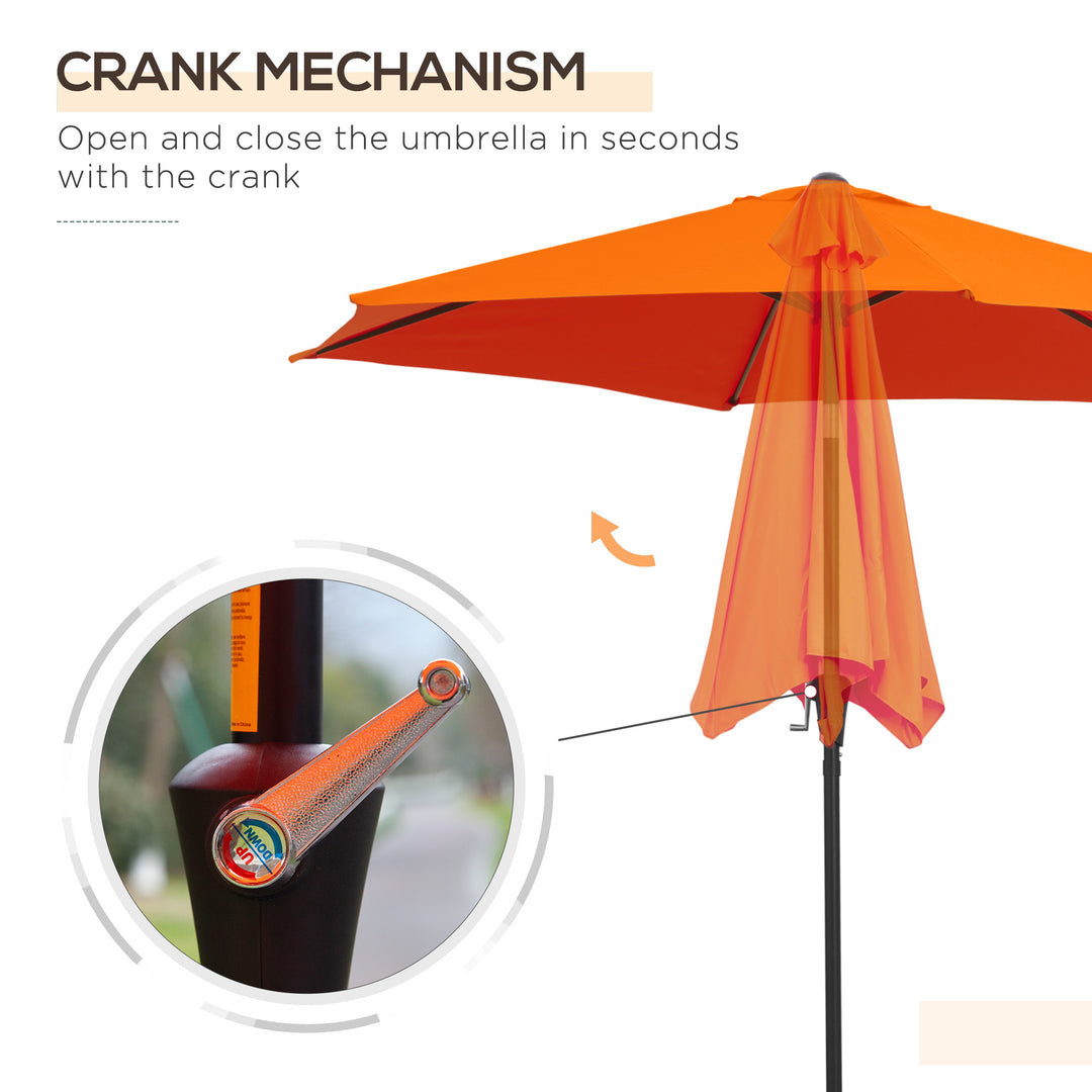 Outsunny 2.7M Patio Tilt Umbrella Sun Parasol Outdoor Garden Sun Shade Aluminium Frame with Crank（Orange）