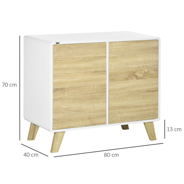 Modern Sideboard with Push to Open Doors Adjustable Shelf - White and Oak