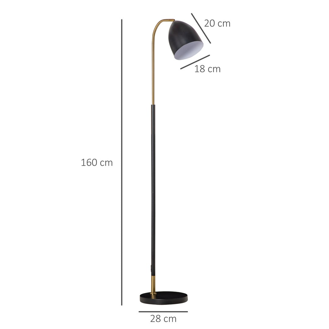 Arc Floor Lamp, Standing Reading Light, with Adjustable Lampshade, and Round Base for Living Room, Office, Bedroom, Black Gold