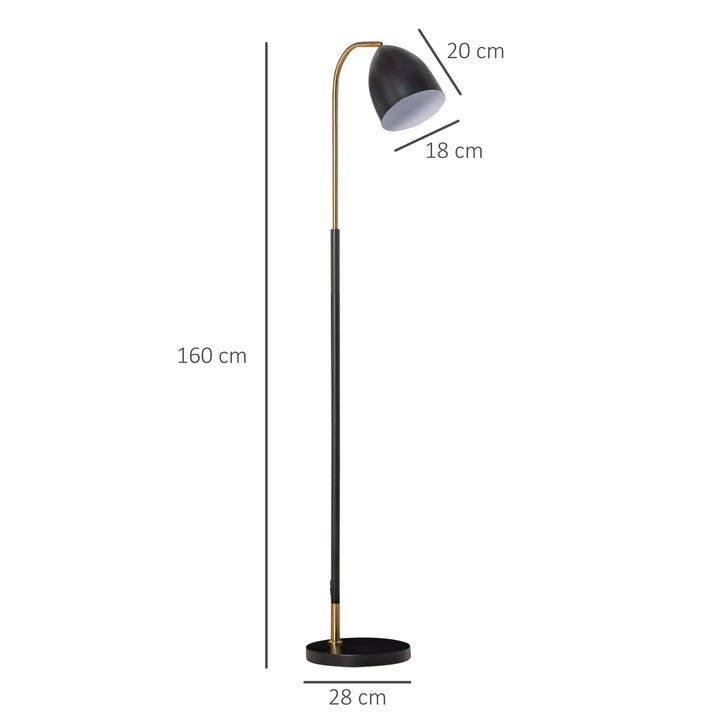 Arc Floor Lamp, Standing Reading Light, with Adjustable Lampshade, and Round Base for Living Room, Office, Bedroom, Black Gold