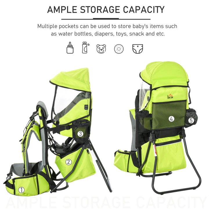 Baby Hiking Backpack Carrier Child Carrier with Ergonomic Hip Seat Detachable Rain Cover Adjustable Straps Stand for Toddler 6-36 Months Green