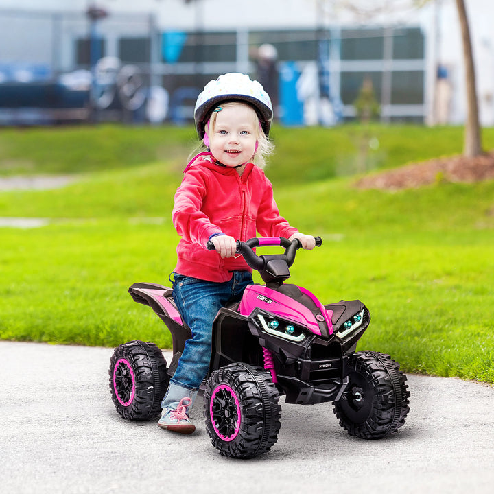 12V Quad Bike with Forward Reverse Functions, Ride on Car ATV Toy with High/Low Speed, Slow Start, Suspension System, Horn, Music, Pink