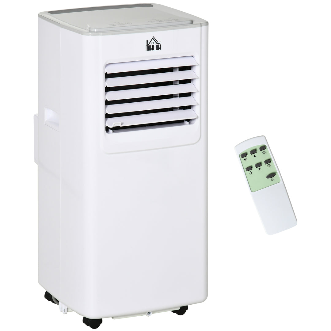 HOMCOM 7000 BTU Mobile Air Conditioner Portable AC Unit for Cooling Dehumidifying Ventilating with Remote Controller, LED Display for Bedroom, White