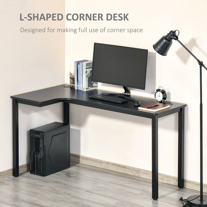 HOMCOM L-Shaped Gaming Desk, Computer Corner Desk with Cable Management, Home Office Workstation, 145 x 81 x 76cm, Black