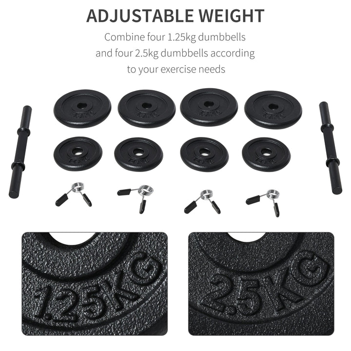 HOMCOM Adjustable Dumbbell Set of 2 with Solid Handle Portable Carry Case for Men and Woman Body Building Exercise Home Gym Office Black