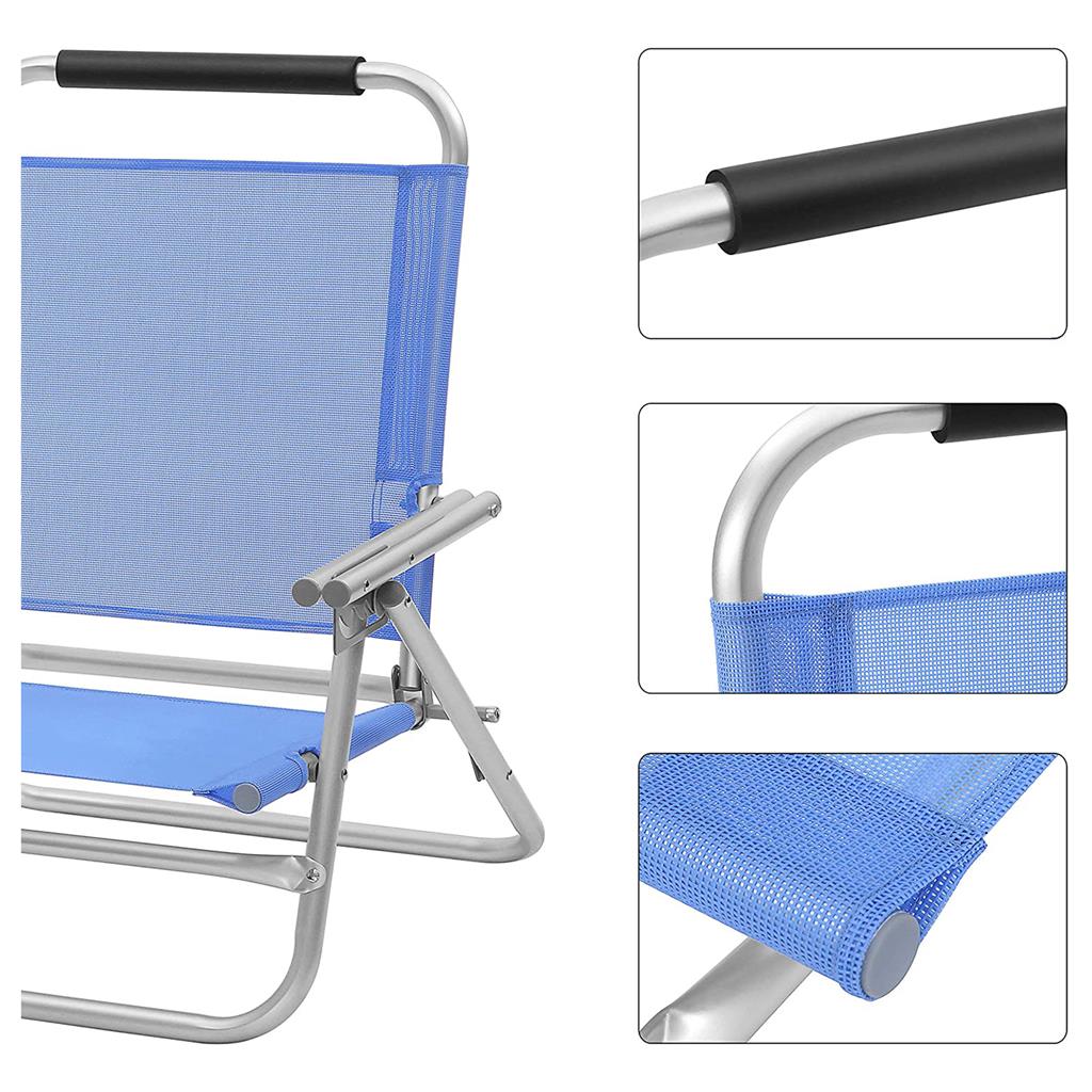 Portable Beach Chair with Reclining Backrest