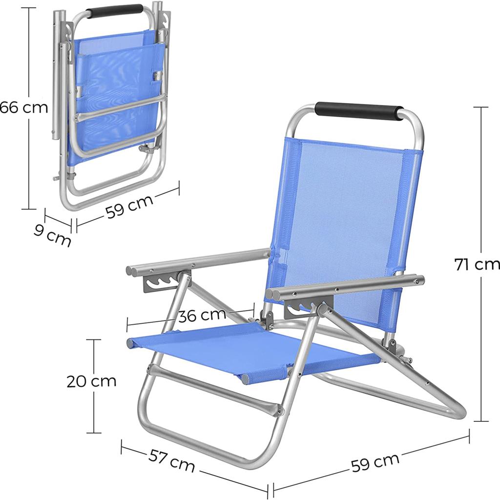 Portable Beach Chair with Reclining Backrest