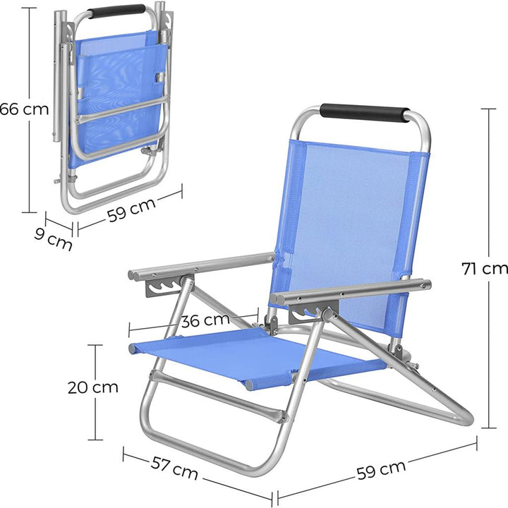 Portable Beach Chair with Reclining Backrest