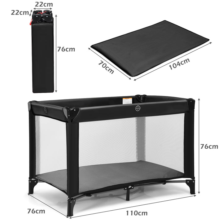 Portable Baby Crib with 50 Ocean Balls and Storage Bag-Black