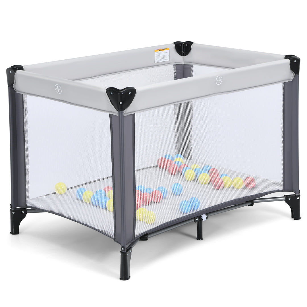 Portable Baby Crib with 50 Ocean Balls and Storage Bag-Grey