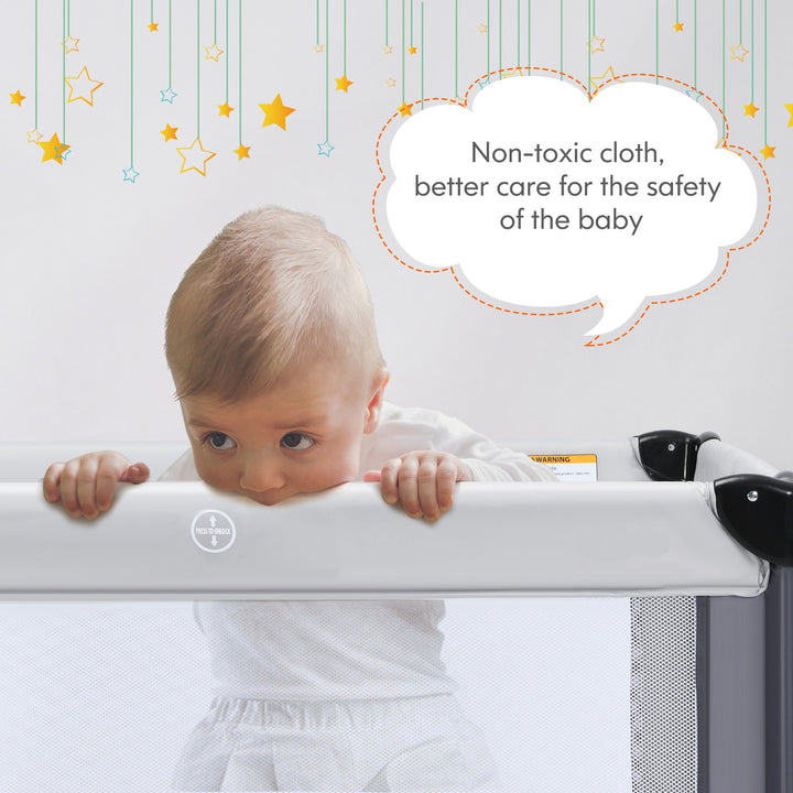 Portable Baby Crib with 50 Ocean Balls and Storage Bag-Grey