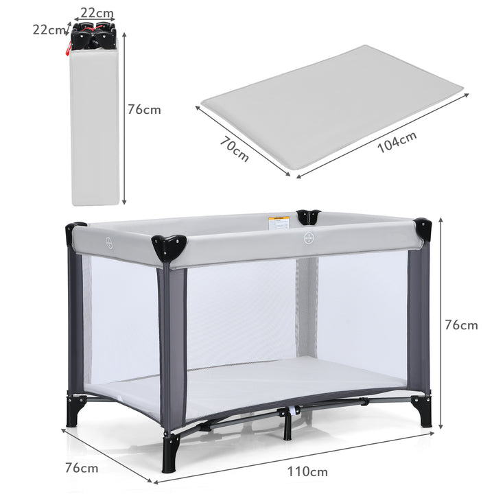 Portable Baby Crib with 50 Ocean Balls and Storage Bag-Grey