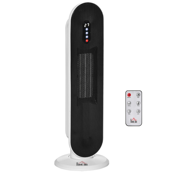 HOMCOM Ceramic Space Heater, Indoor Tower Heater with 45 Degree Oscillation, Remote Control, 24H Timer, Tip-Over & Overheating Protection, 1200W/2000W