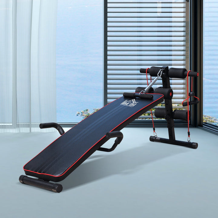 HOMCOM Sit Up Workout Bench, Steel-Black Red