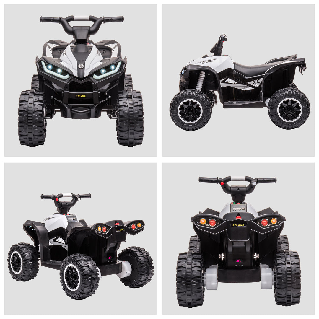 HOMCOM 12V Quad Bike with Forward Reverse Functions, Ride on Car ATV Toy with High/Low Speed, Slow Start, Suspension System, Horn, Music, White