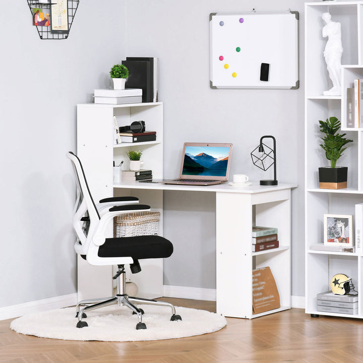 Modern Computer Desk 6 Shelves White