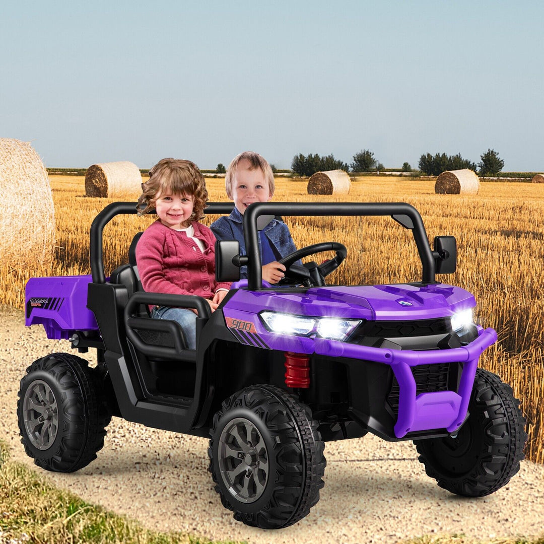 12V Electric Kids Ride-On 2-Seater Dump Truck-Purple