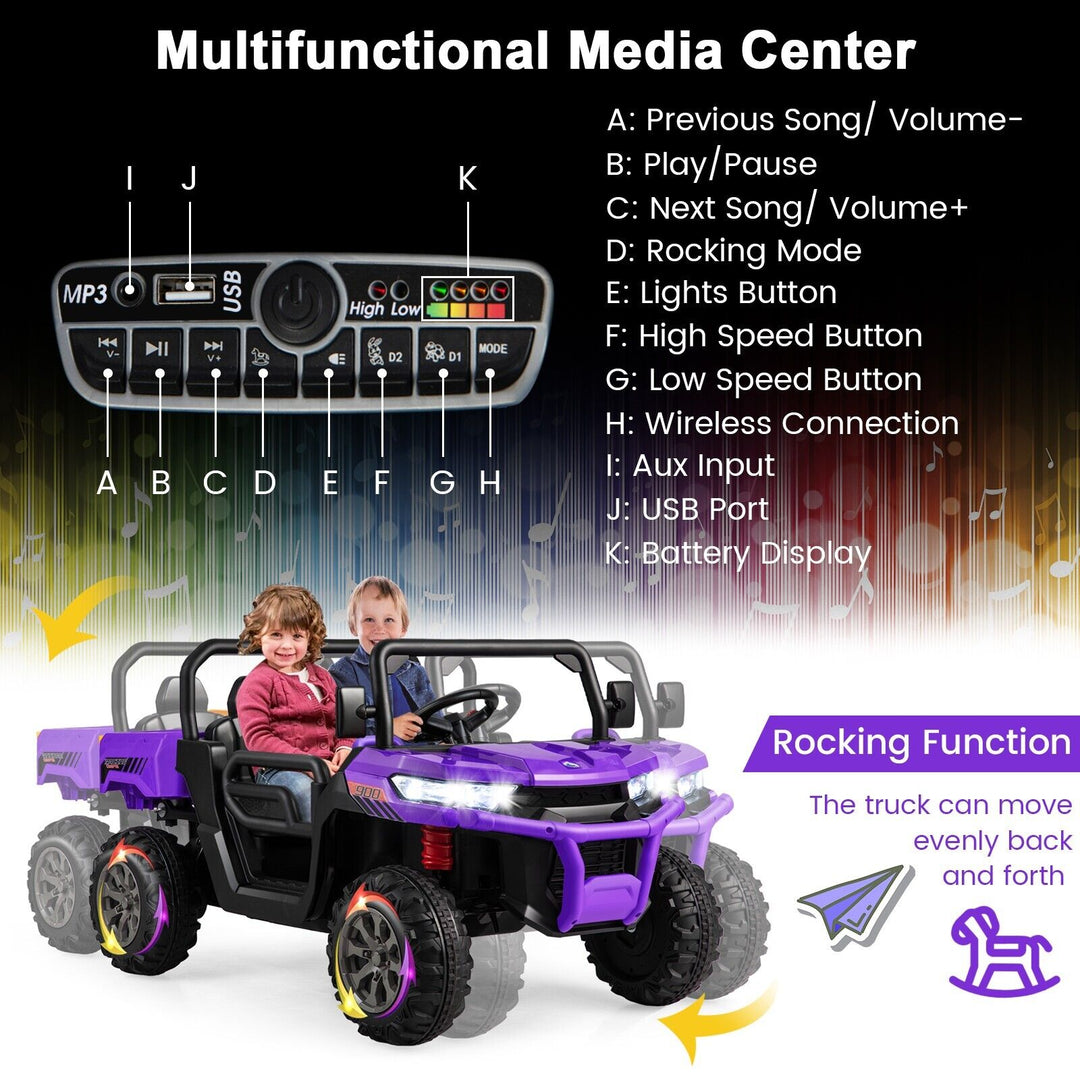 12V Electric Kids Ride-On 2-Seater Dump Truck-Purple