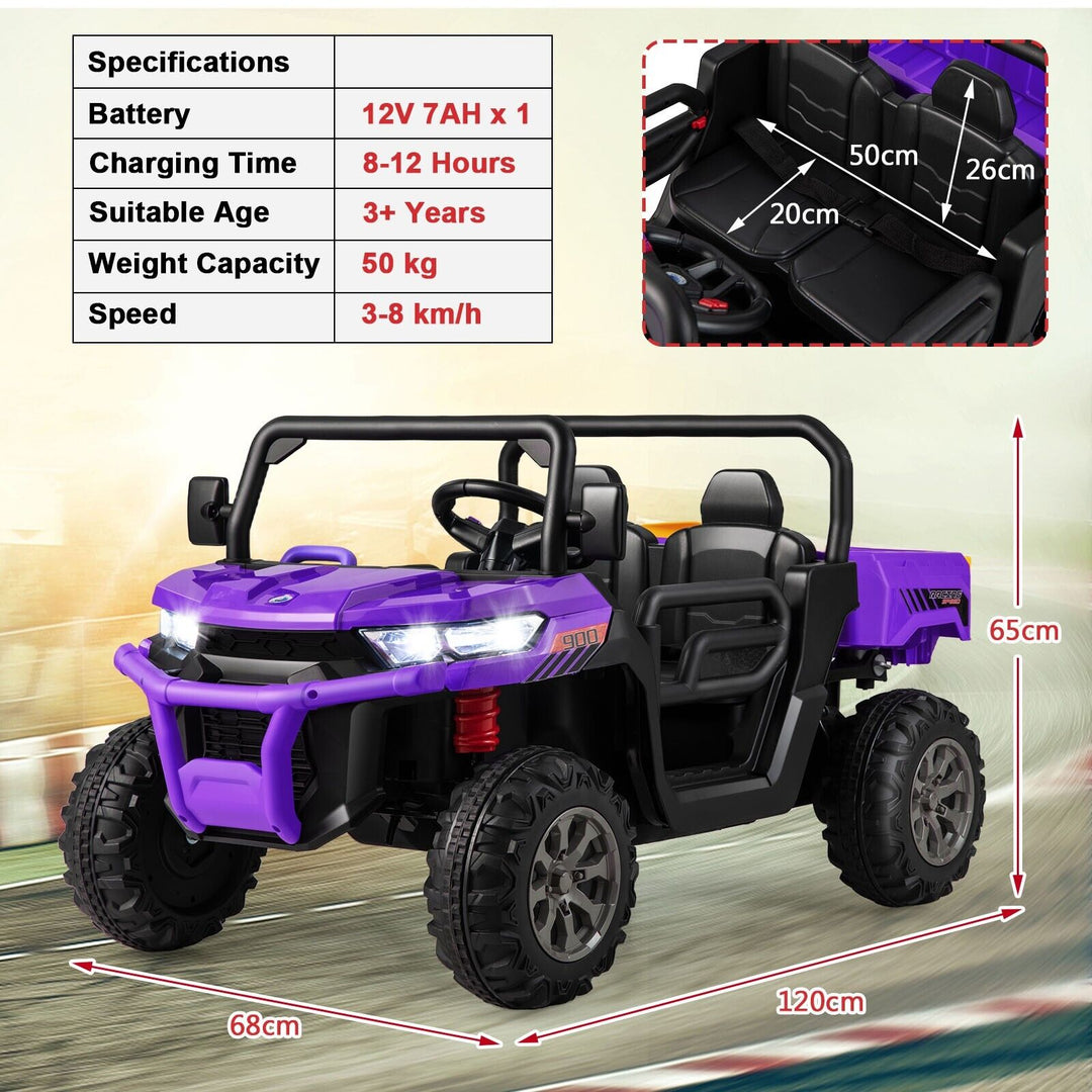 12V Electric Kids Ride-On 2-Seater Dump Truck-Purple