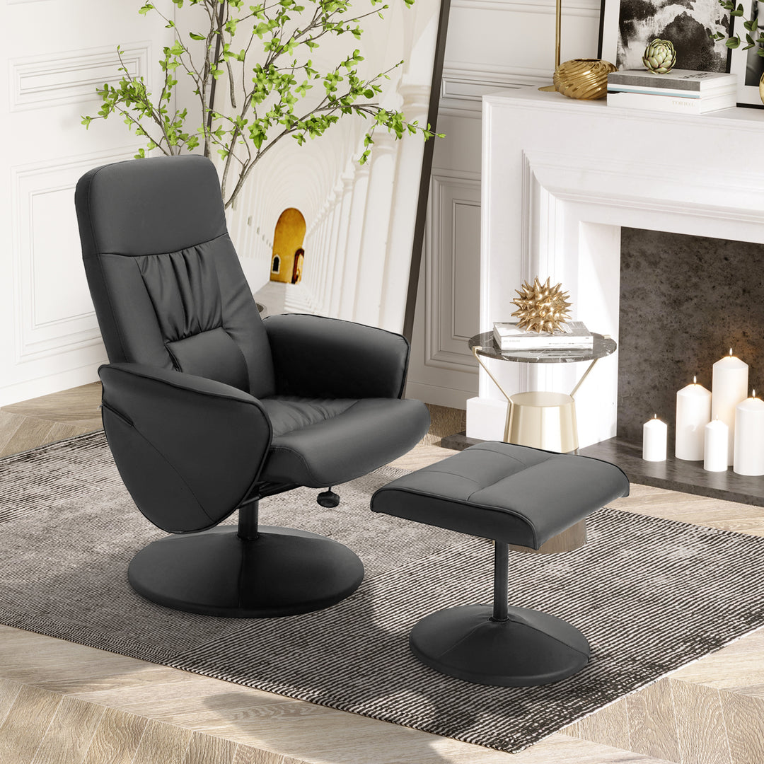 Executive Recliner Chair High Back and Footstool Armchair Lounge Seat Black