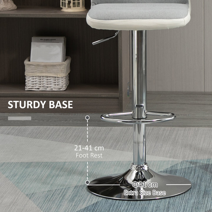 Bar stool Set of 2 Armless Adjustable Height Upholstered Bar Chair with Swivel Seat, Light Grey